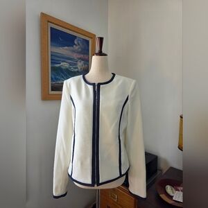 Tommy Hilfiger Elegant White and Navy Blue Women's Jacket